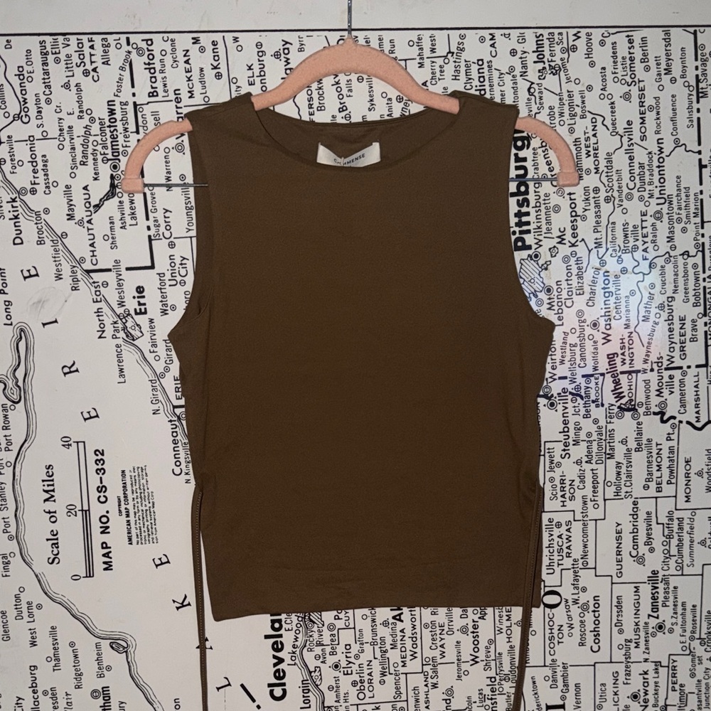 BROWN Tie-Back Crop Top - Picture 4 of 4
